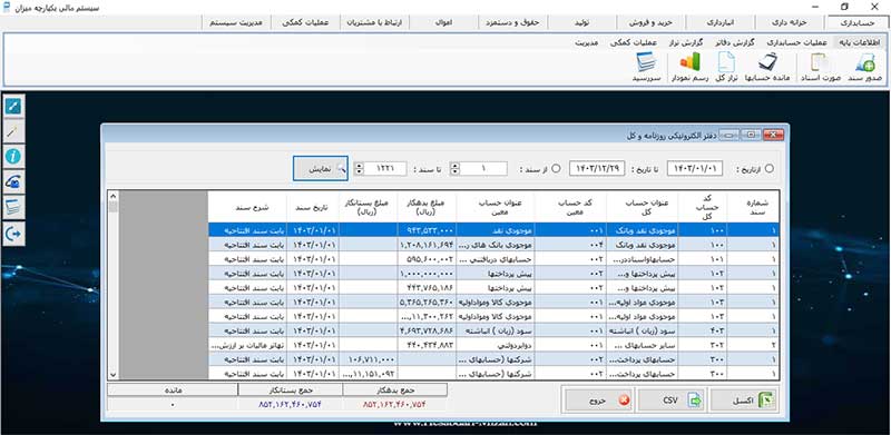 گزارش دفاتر الکترونیکی در نرم افزار حسابداری میزان